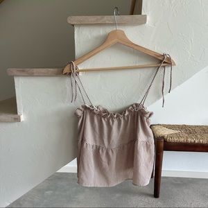 L.A. Hearts Brown Striped Spaghetti Tie Strap Tank Top M